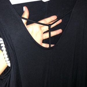 BLACK OFF THE SHOULDER TOP/LONG SLEEVE